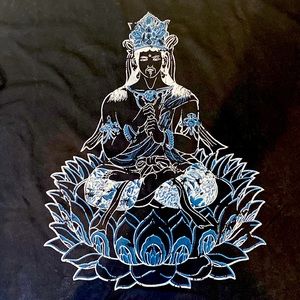 S. Gank Cotton Short Sleeve Crew Neck Asian tattoo art lotus shirt medium